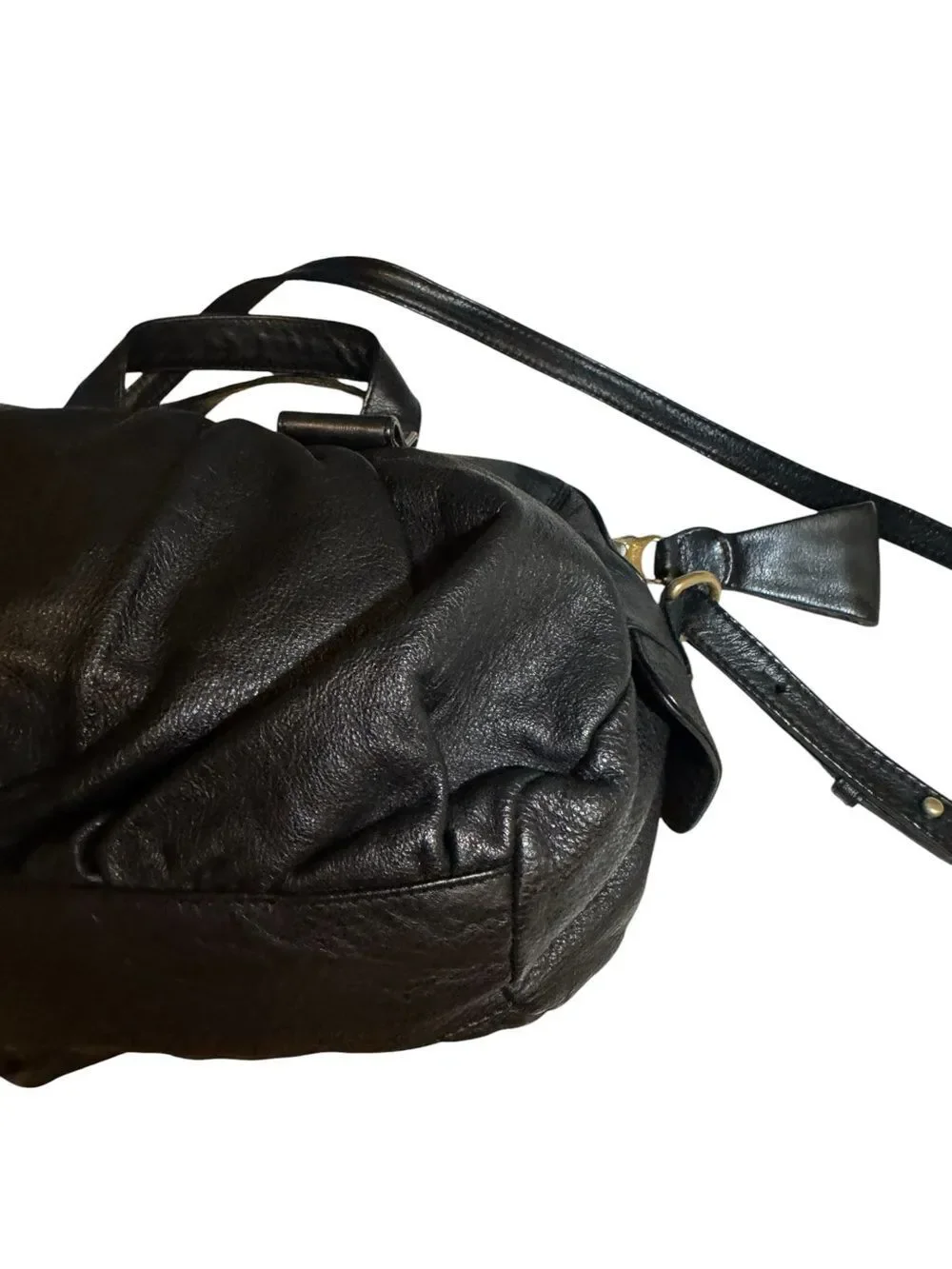 See by Chloe Black Leather Pleated Top Handle Bowler Boston 2way Satchel Auth